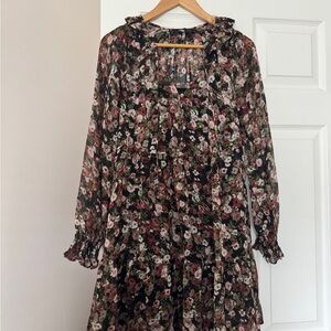 SOLD - Sheer Black Floral Dress